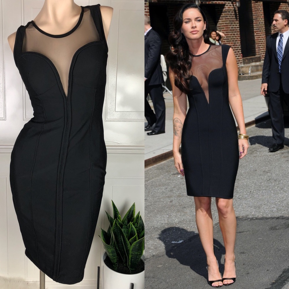 Sexy Black sheer V Neck Dress Size Small NWT